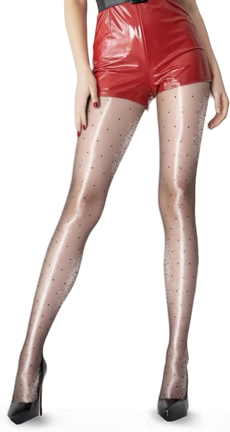 Shiny Pantyhose for Women,12D Shimmer Tights, Sexy Sheer Hosiery, Silk Oil Stockings, Reinforced Waist & Seamless