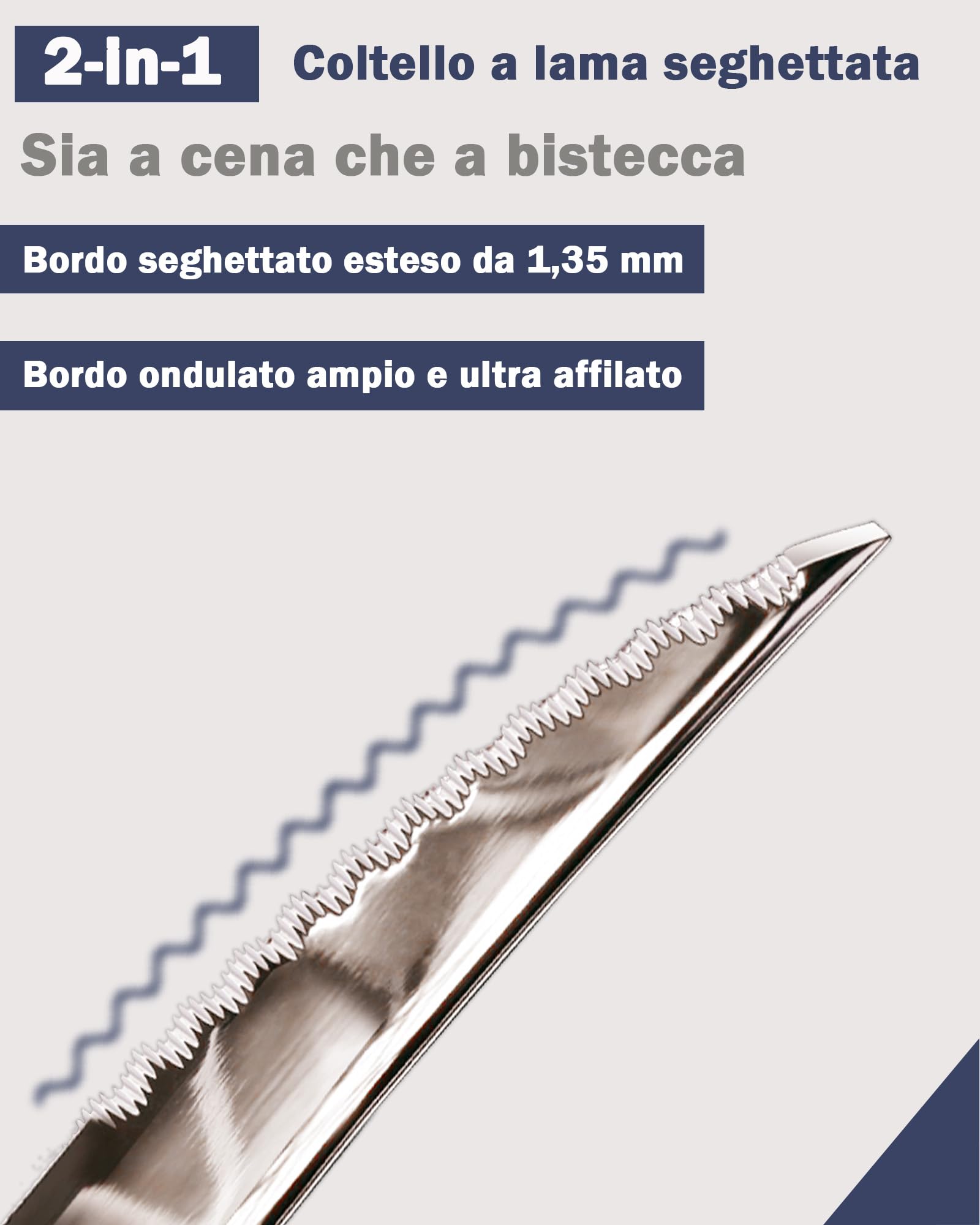 Set di Posate 24 Pezzi Moderne nero martellato con Coltello seghettato 2 in 1 Ultra affilato, Servizio Posate Acciaio Inox, Set forchette cucchiai coltelli 6 Persone noir martelé