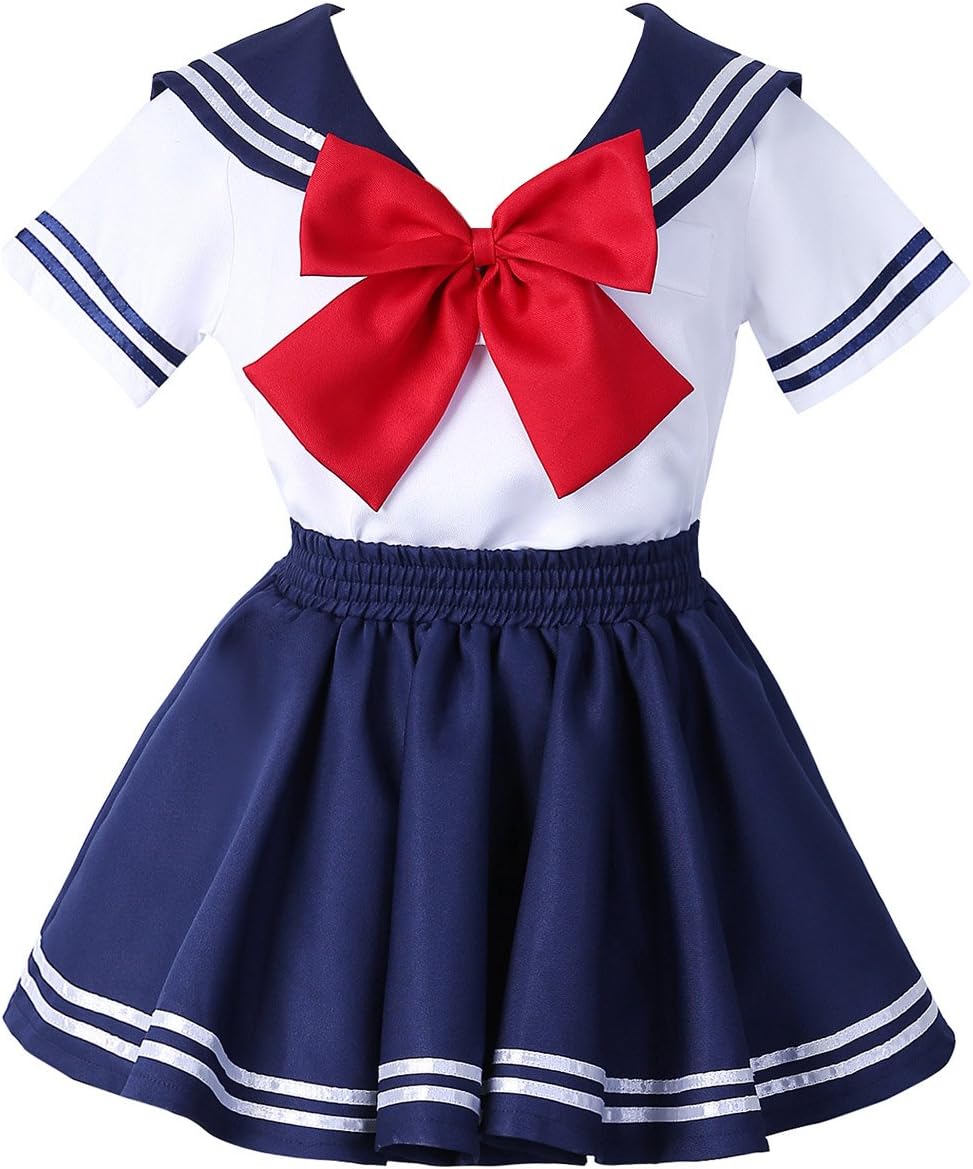 Prettycos Japanese School Uniforms Cotton School Costume Dress Navy School Shirts with Dress,Suitable for Height 115-130cm