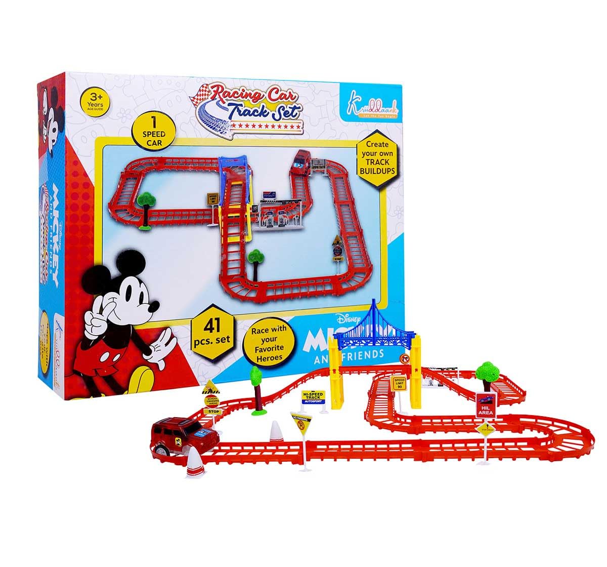 Disney Mickey Mini Track Small (41 pcs) - Track Pieces Bridges & Roads, Roadway Signs, Traffic Cones, Race Adventure | Fun & Educational Toy for Kids | Safe, Engaging & Interactive Play-image-47