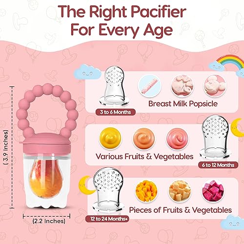 Miniatura 2 de O'doe Comedero de frutas  Chupete de frutas para bebés con 1 comedero y 3 pezones  Sin BPA, alimentador de alimentos para bebés y mordedor de frutas