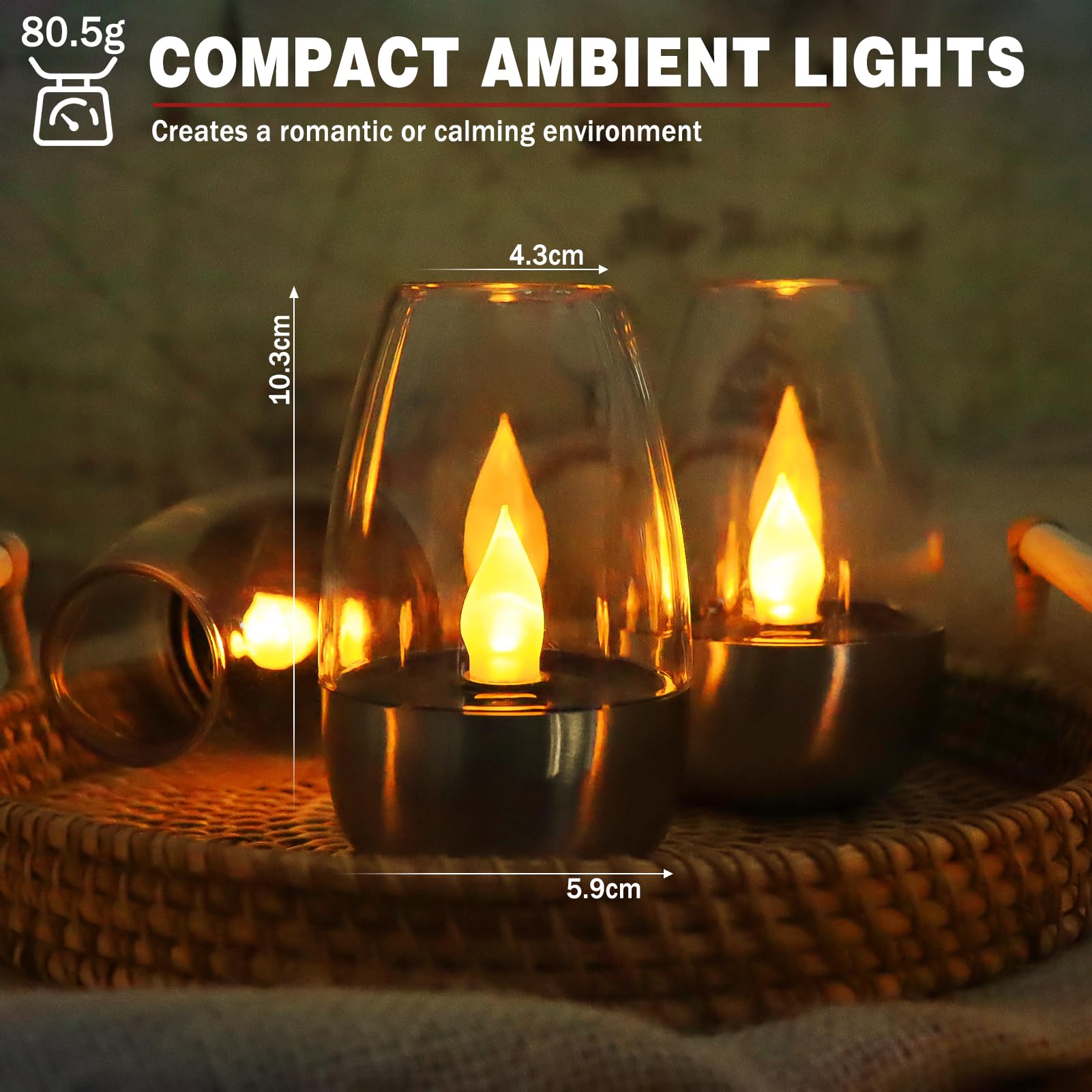 Civikyle 6 candele a LED, elettriche, ricaricabili, a energia solare, tremolante, per esterni, resistenti alle intemperie, giardino, terrazza, balcone, decorazione