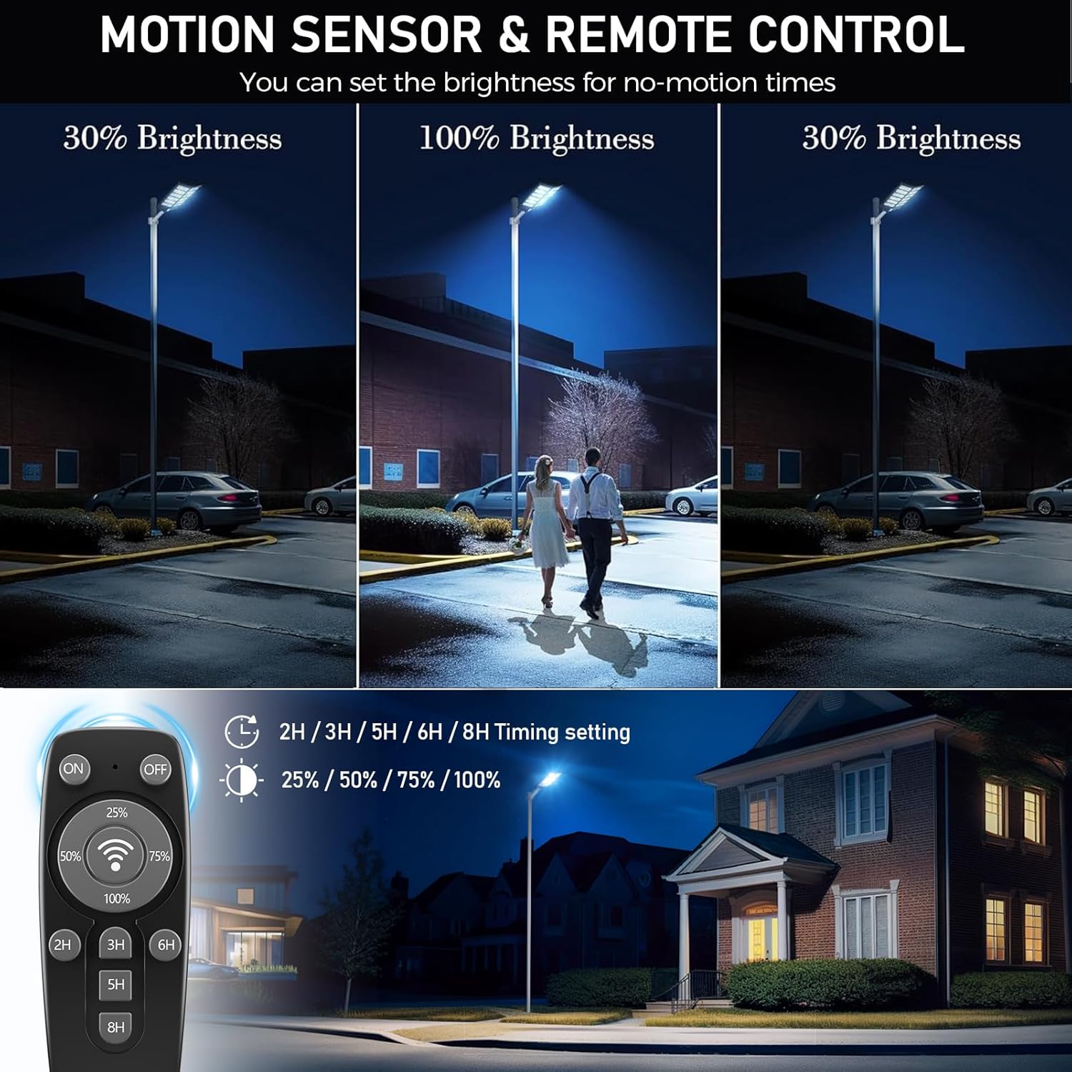 Solar Street Lights Outdoor, 480000LM 6500K Solar Lights Outdoor Waterproof Dusk to Dawn, Security Flood Light with Motion Sensor and Remote for Yard, Garage, Driveway