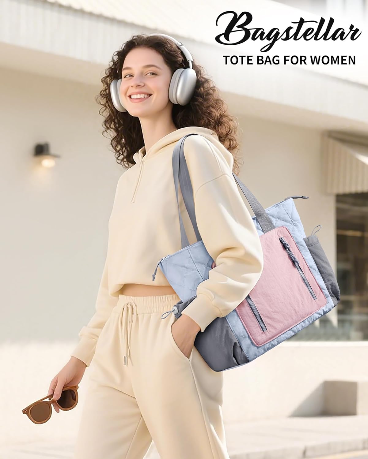 Puffer Tote Bag for Women, Lightweight Puffy Work Laptop Handbag Teacher Nurse Quilted School Daily Travel Gym Bag | Durable, with Zipper, 15.6" Laptop Sleeve, Large Tumbler Holder, Daily Carry On Bags, Comfy College Bags, Portable, Spacious - Image 2