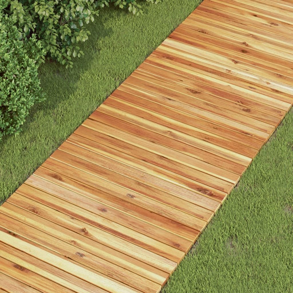Camino de jardín 200 x 50 cm de madera de acacia, con ruedas