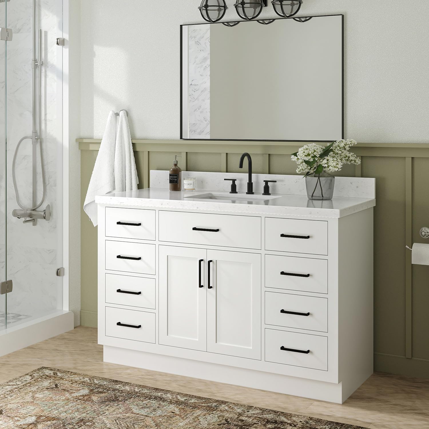 5 Foot Bathroom Vanity Elan 60" Double Bathroom Vanity With Toe Kick