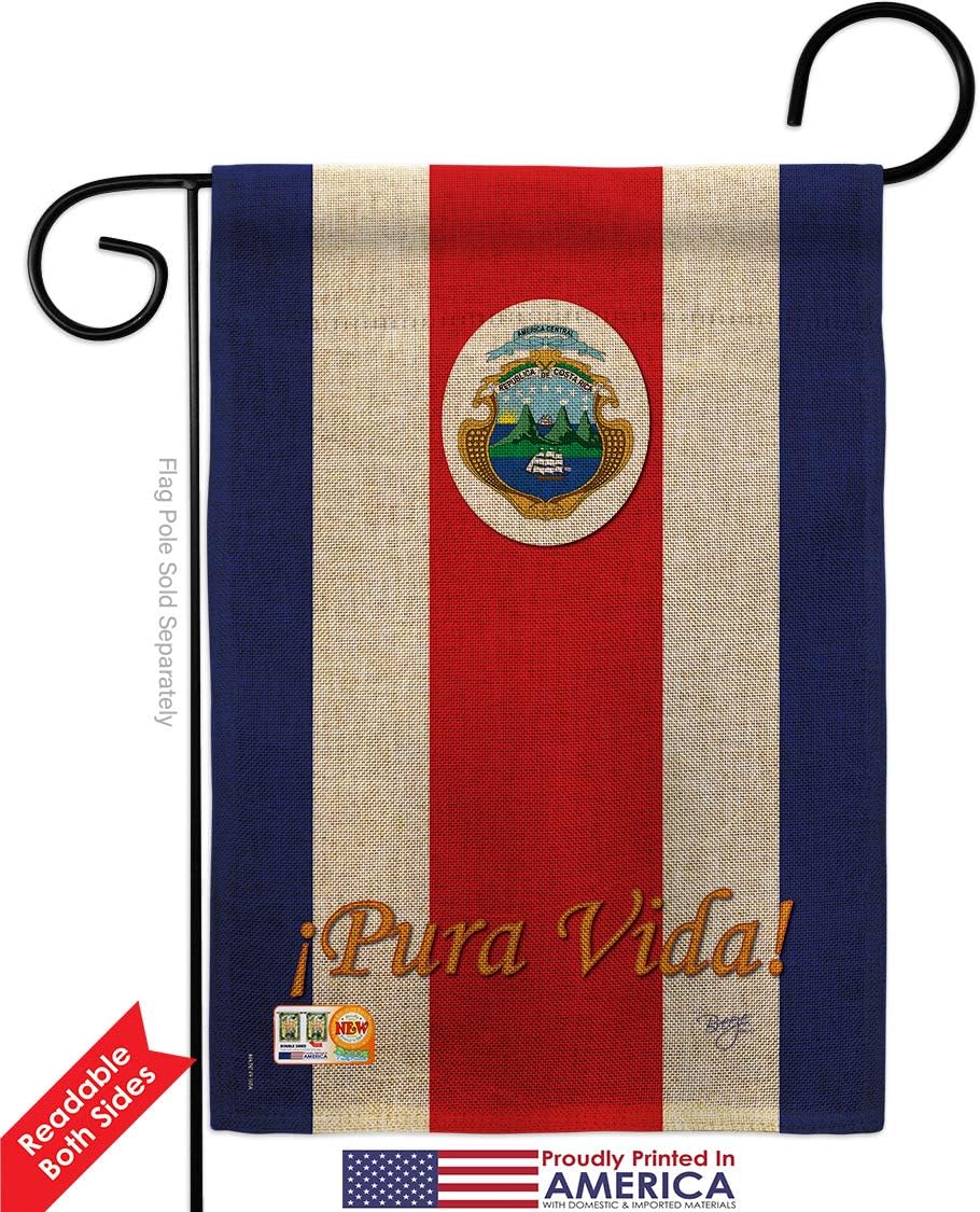 Costa Rica Burlap Garden Flag Regional Nationality Nation International World Country Particular Area Small Decorative Gift Yard House Banner Double-Sided Made In USA 13 X 18.5