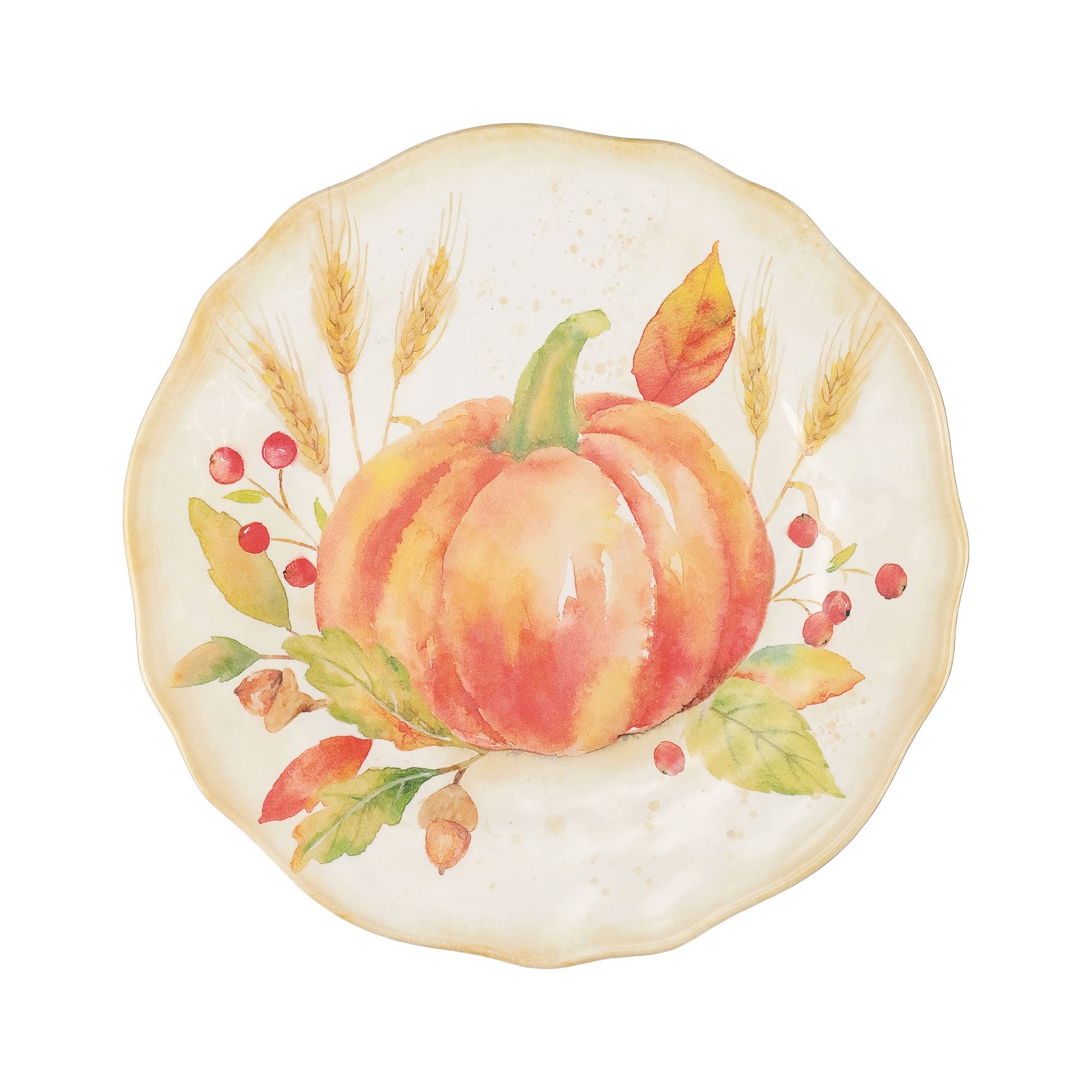 UP 16-teiliges Kürbis-Melamin-Geschirr-Set, Outdoor-Geschirr-Set, Teller und Schüsseln, Herbst-Thanksgiving-Dekorationen, Service für 4, Orange