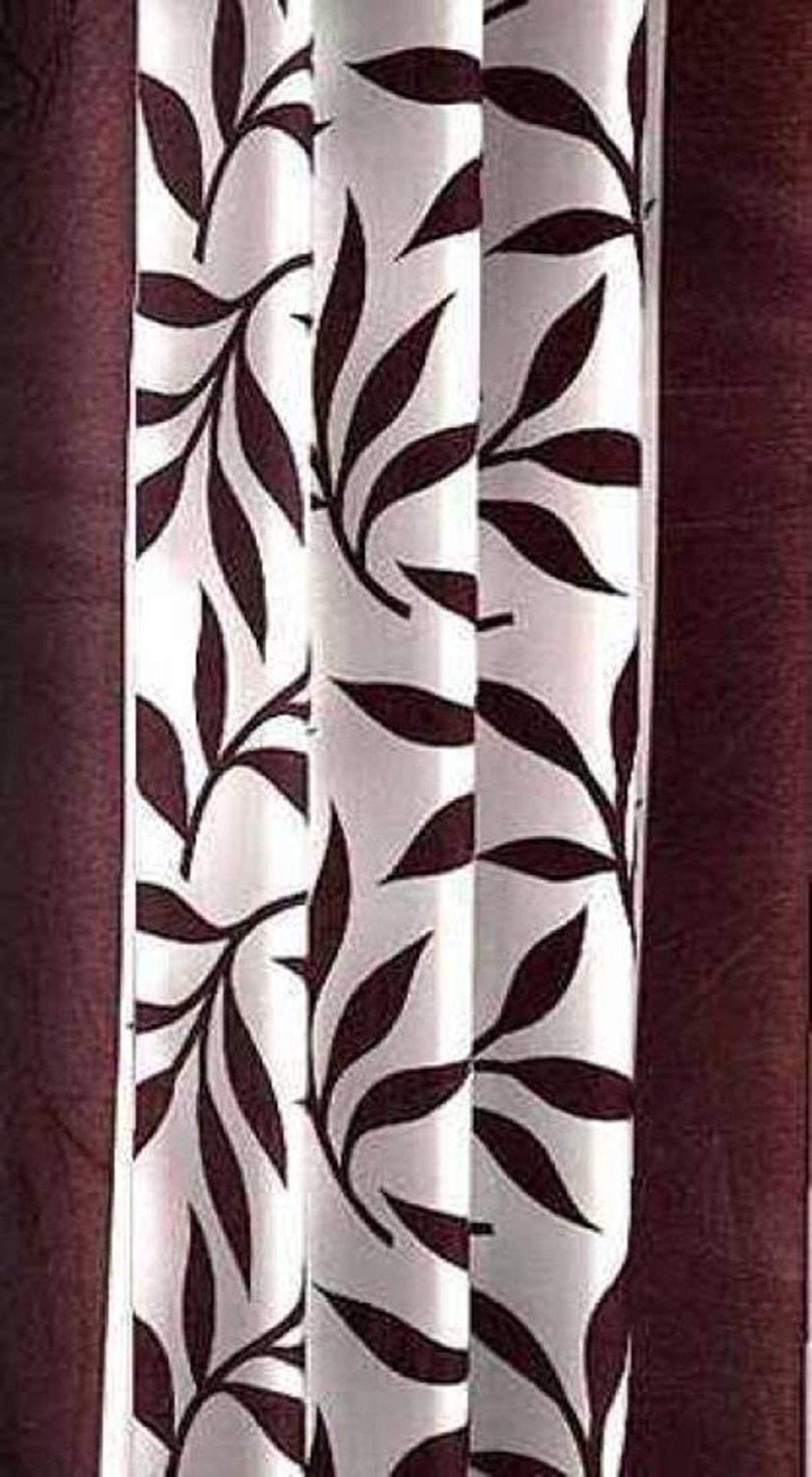 Modern Floral Curtains - 6 Feet Long, Brown -2