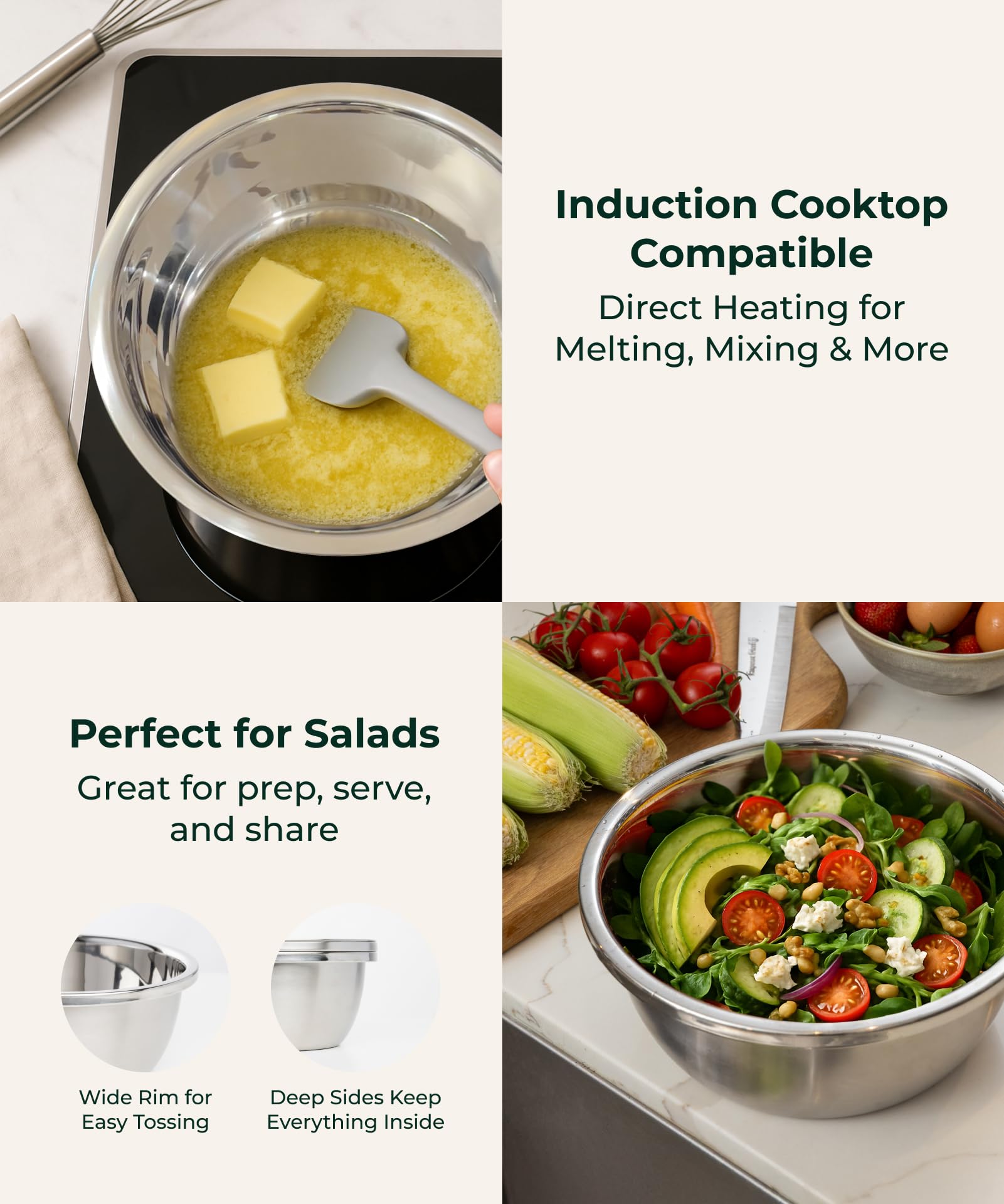 RimCereal 8-Piece Stainless Steel Colander Set - Microporous Strainers With Mixing Bowls (1.2qt-5qt) - View #10