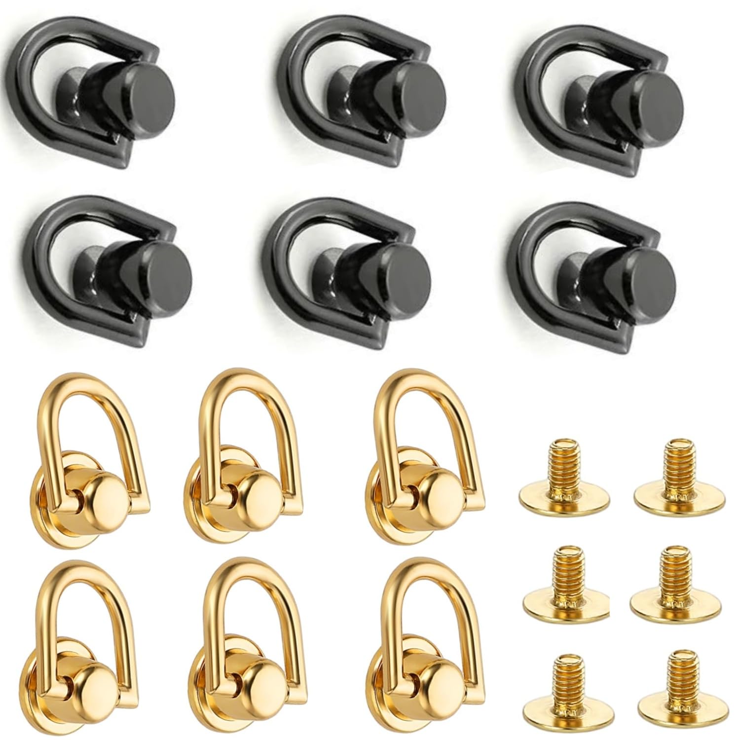 LiJuanWang 12 Pack D Ring Stud Screw Rivet Button for Purse Handbag Hardware Leather Craft,Rivets Head Buttons,Post Stud Screw Ring with Hole Punch,for DIY Leather Craft Purse Bags Dog Collar