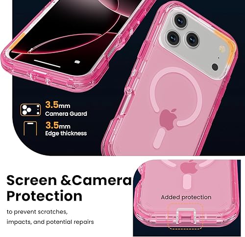 Miniatura 7 de Funda para iPhone 17 Pro Max, compatible con MagSafe, funda magnética transparente de doble capa, resistente anticaídas y a prueba de golpes,