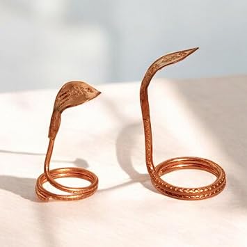زوج واحد من Naag Copper Shivling Naag Snake Idol لـ Shivling kaal Sarp Poojan Naag، Shivratri، Sawan، Monday Pure Copper Shesh Naag Divine Beautiful Piece Showpiece، I-5899