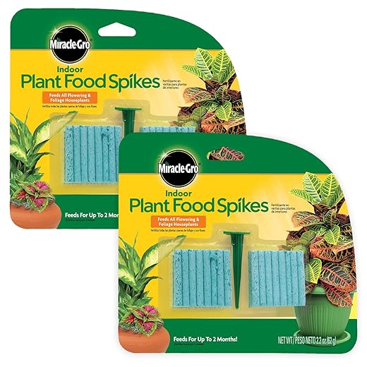 Miracle-Gro Indoor Plant Food Spikes, Includes 48 Spikes - Continuous Feeding for all Flowering and Foliage Houseplants - NPK 6-12-6