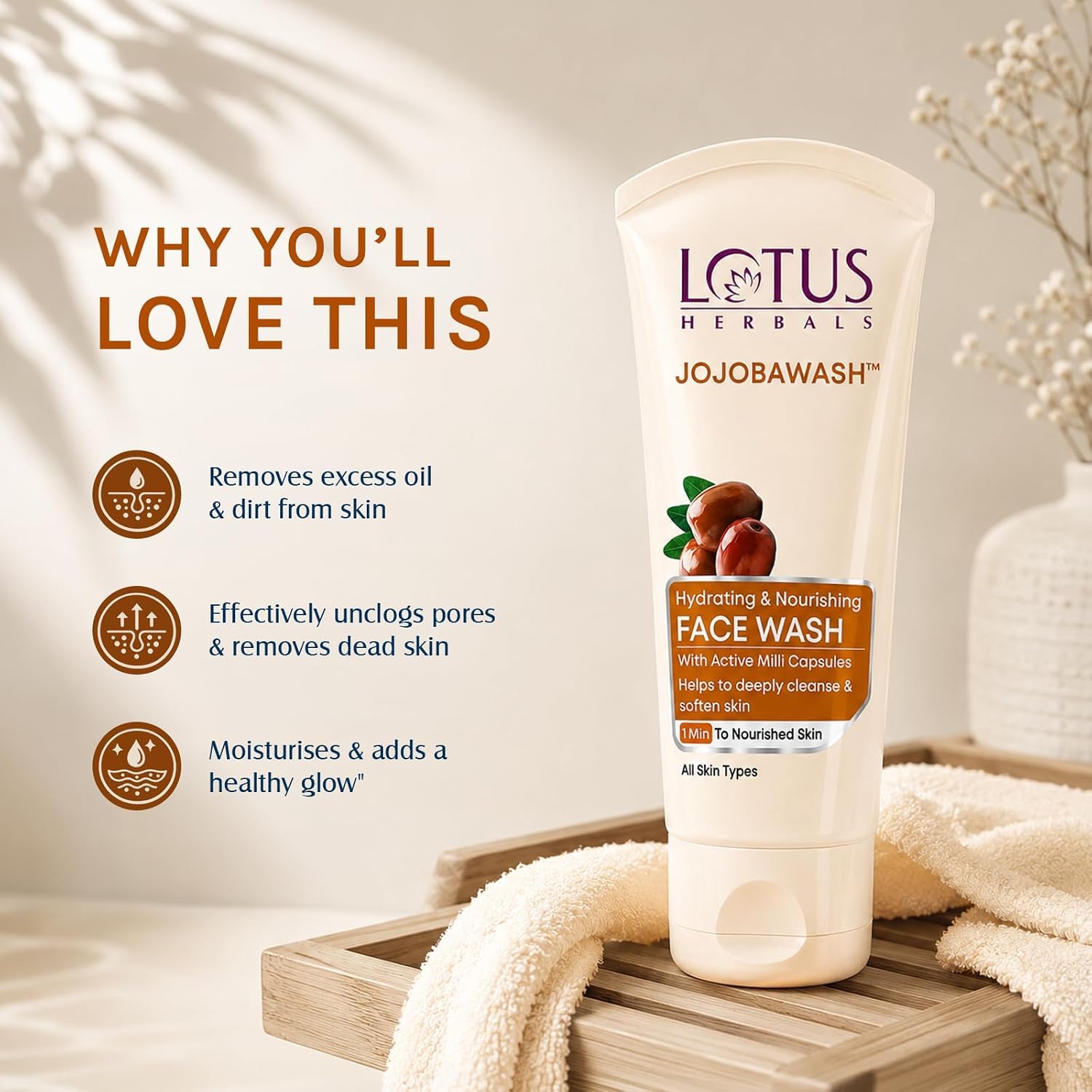 Lotus Jojobawash Active Milli-Capsule Face Wash 150 G Tube