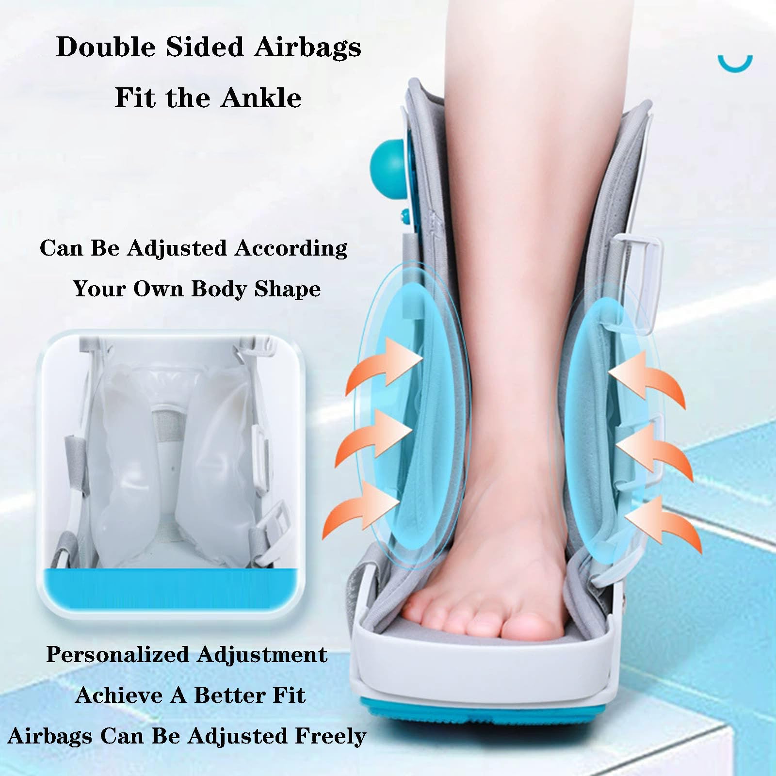 SFKLYU Ortesis de Pierna, Bota Inflable para Caminar, Férula Nocturna para Fascitis Plantar, para Lesiones de Tobillo O Pie, Bota para Fracturas,Left,M
