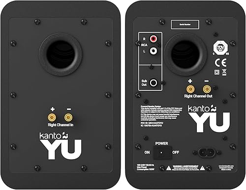 Miniatura 8 de Kanto YU - Altavoces para estantería con Bluetooth 4.2 y entrada RCA, cuenta con detección de señal y modo de espera automático  Par  Negro mate