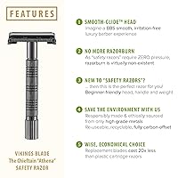 Vista 2 de VIKINGS BLADE Safety Razor for Women + 5 Swedish Steel Blades. Quick Release Head, Double Edge. Smooth, Reusable, Recyclable (Model: Athena)
