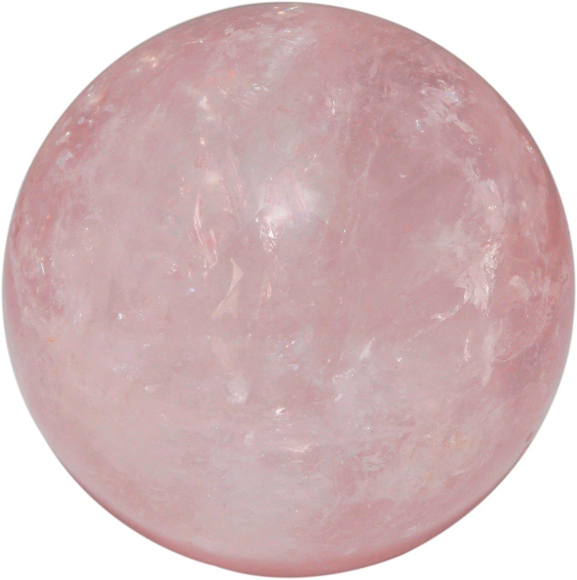 Rockcloud Healing Crystal Natural Pink Rose Quartz Gemstone 2.35"(60mm) Ball Divination Sphere with Wood Stand