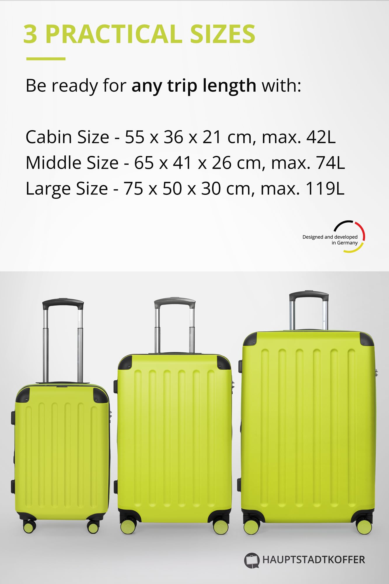 HAUPTSTADTKOFFER - Spree - Maleta rígida, Trolley expandible, Equipaje de Viaje, 4 Ruedas Dobles, TSA, 65 cm, 74 litros, Champán — view 22