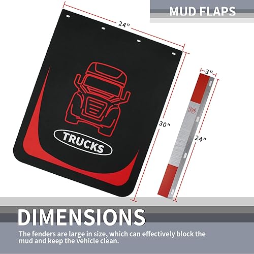 Miniatura 7 de Mud Flaps for Semi Truck, 24''X30'' Heavy-Duty Mud Guards Splash FlapsBlack Semi Mud Flaps for Trailer Freightliner Kenworth Peterbilt