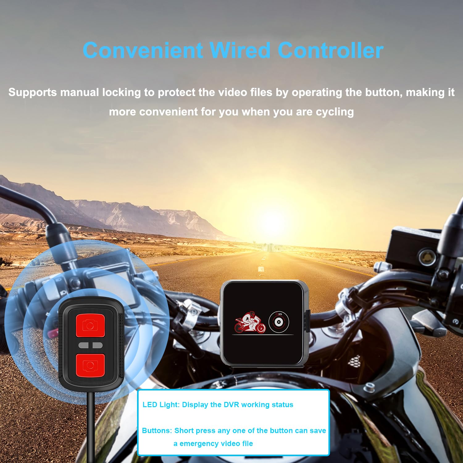VSYSTO Dash Cam Moto, Fotocamera per Moto Obiettivo Grandangolare 130°, Impermeabile Doppia Anteriore e Posteriore 1080P Videocamera con WiFi, Visione Notturna, Sensore G, Registrazione in loop