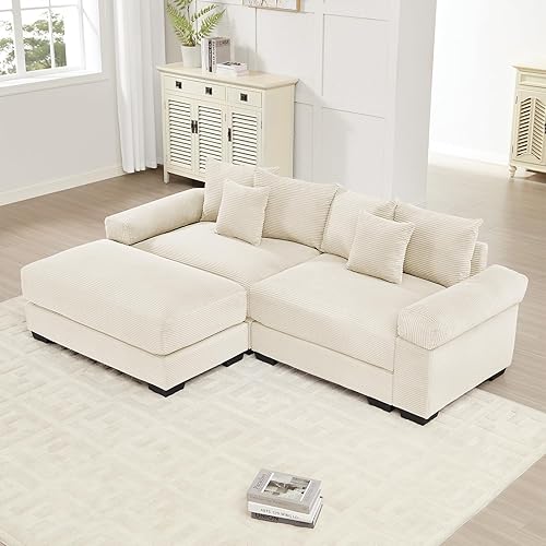 Miniatura 70 de Sofá modular de gran tamaño de 117.3 pulgadas, sofás modulares grandes de pana para sala de estar, sofás de 3 plazas, moderno juego de sofá de