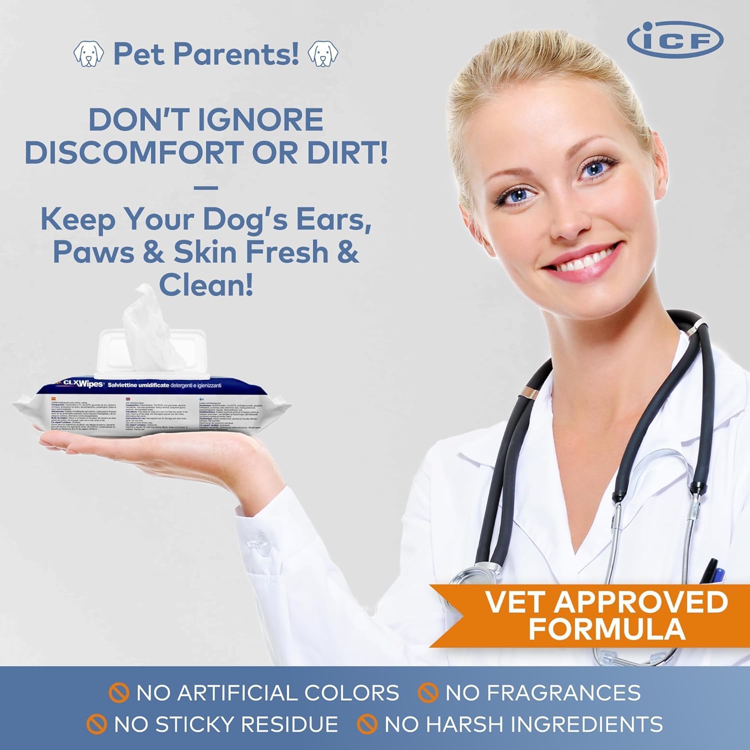 Generico CLX Wipes 40 Pezzi – Salviette Detergenti Delicate per Cani e Gatti – Igiene Quotidiana Pratica per Pelle, Zampe e Pliche - 2 Confezioni, 80 Pezzi Totali