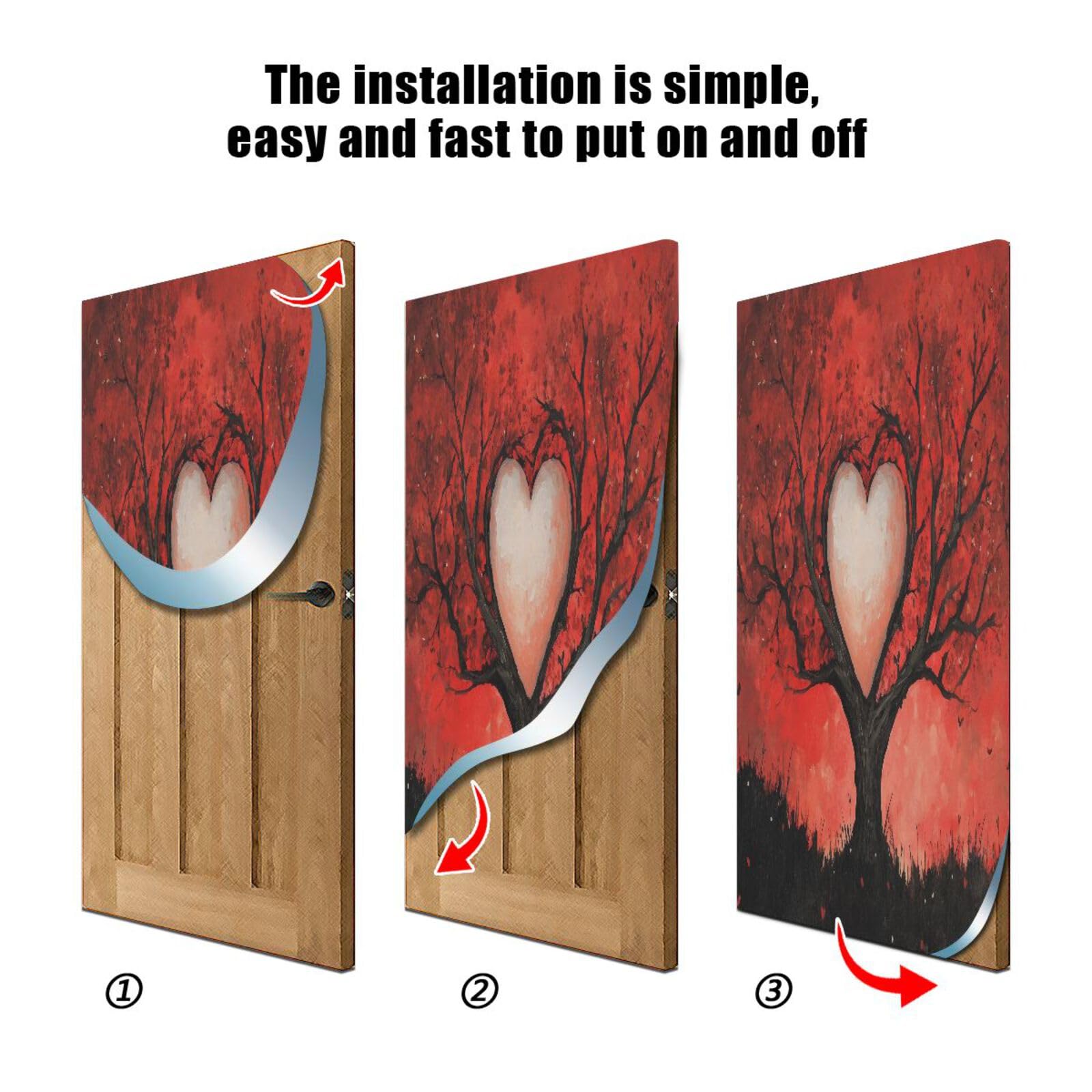 FLildon Love Tree Valentine's Day Door Cover Decoration, Party Accessory Porch Decor for Festive Ornament Room Door Covers 32 x 79 Inch