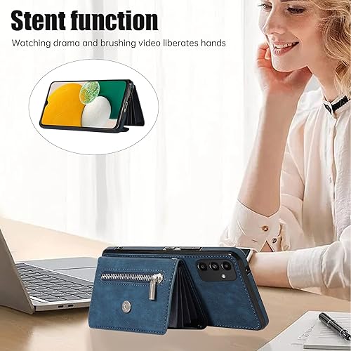 Miniatura 2 de Asuwish Funda para teléfono Samsung Galaxy A13 5G con correa cruzada para la muñeca, cordón para tarjeta de crédito, soporte de cuero para celular