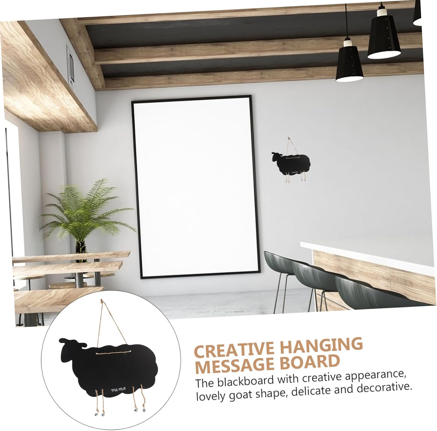 Goat Shaped Hanging Message Board Wooden Blank Black