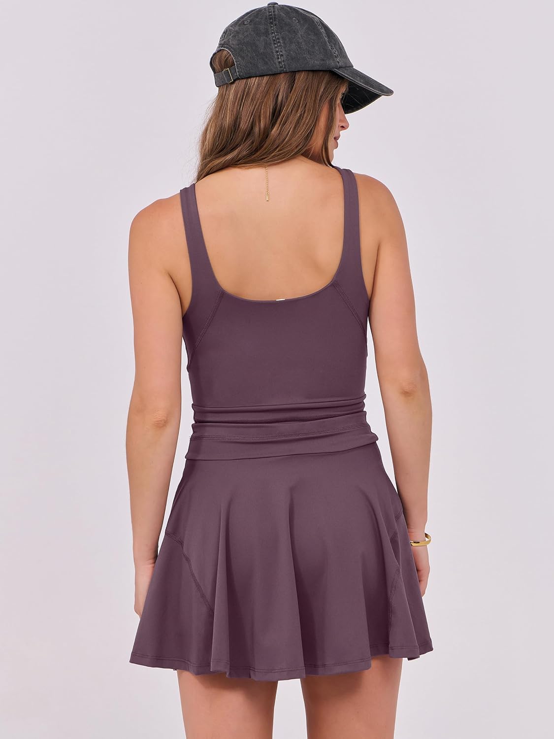 Caracilia Women's Tennis Mini Dresses Workout Built in Shorts Golf Athletic Sleeveless One Piece Summer Active Romper Dress - Image 4