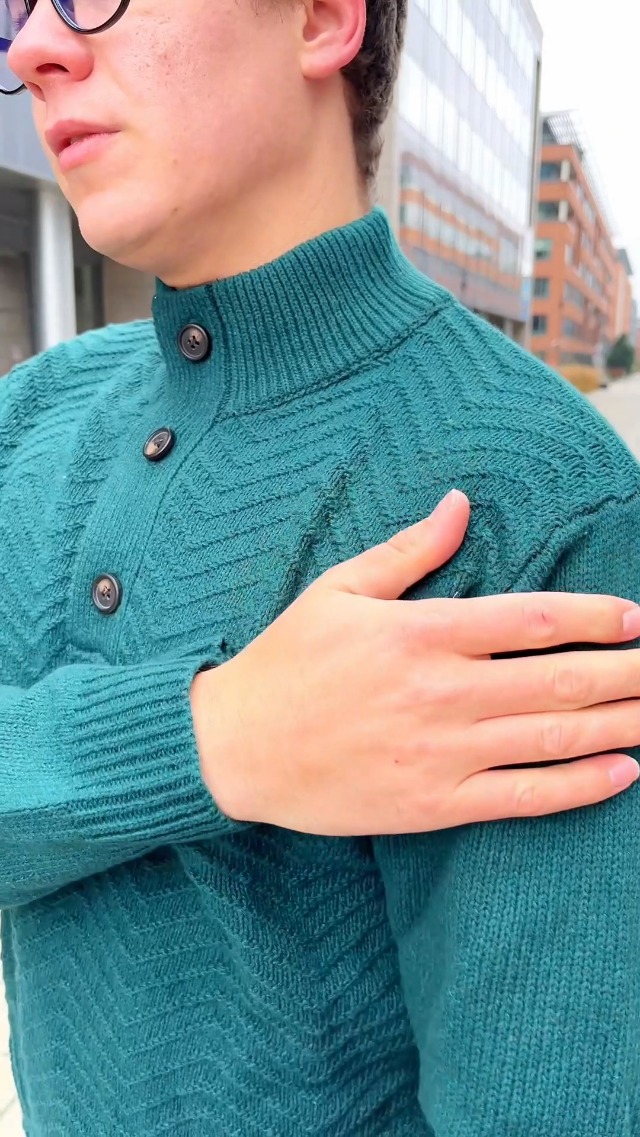 COOFANDY Men Turtleneck Knitted Sweater Quarter Button Long Sleeve