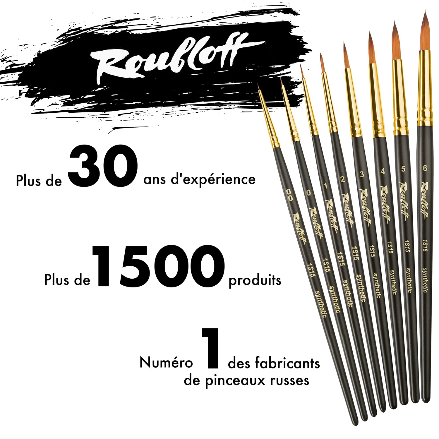 Roubloff Professional Kolinsky Imitation Brush Set | 8 Pinceaux Synthétiques Ronds dans Les Tailles 00 0 1 2 3 4 5 6 | Utilisation avec L'acrylique, L'aquarelle, La Gouache Et La Peinture à l'huile