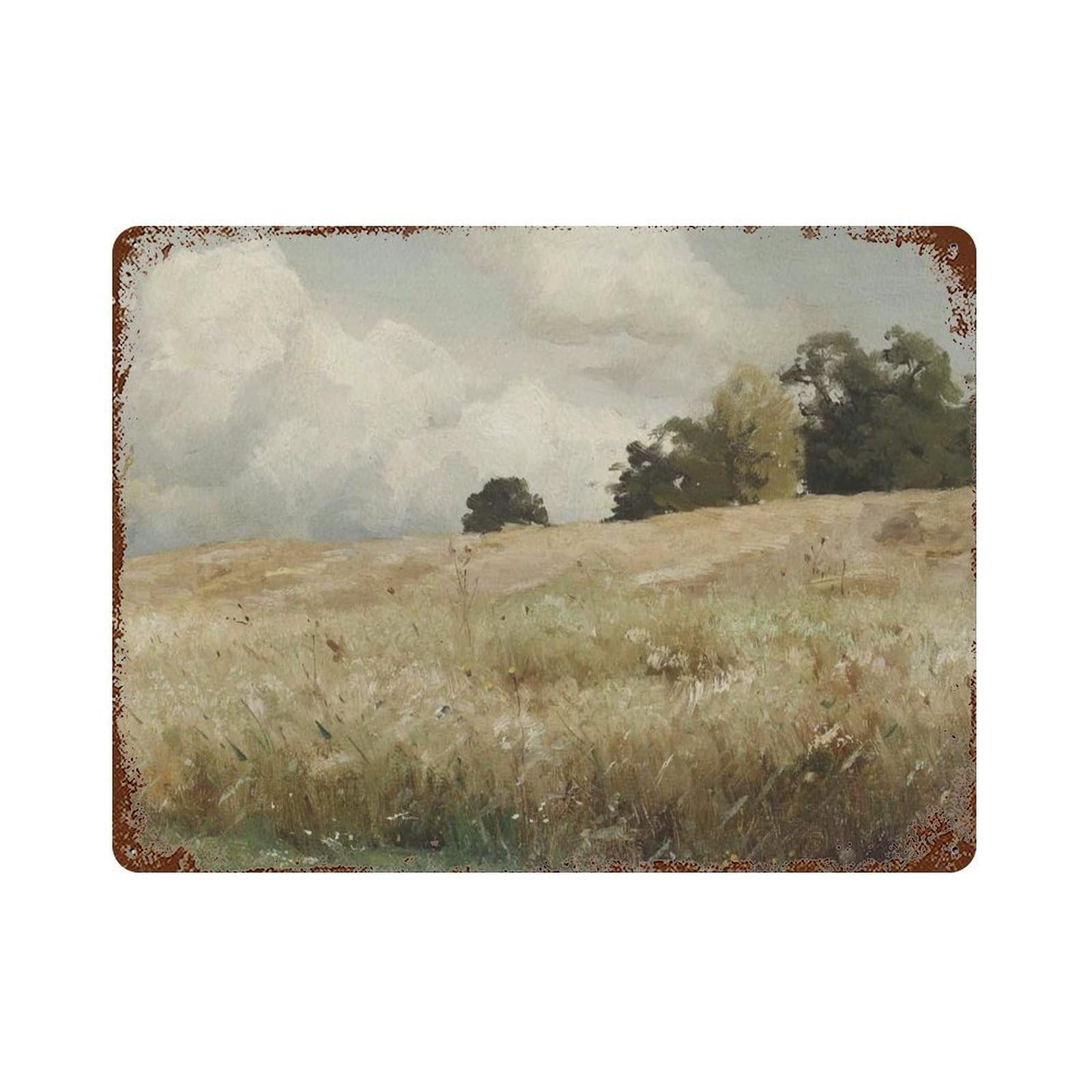 xiaoxiaoshen Countryside Landscape, Long Vintage Painting, Wall Decor Art Metal Tin Poster Modern Home Decor Art Home Bar Shop Decorations Vintage Sign 30x40cm