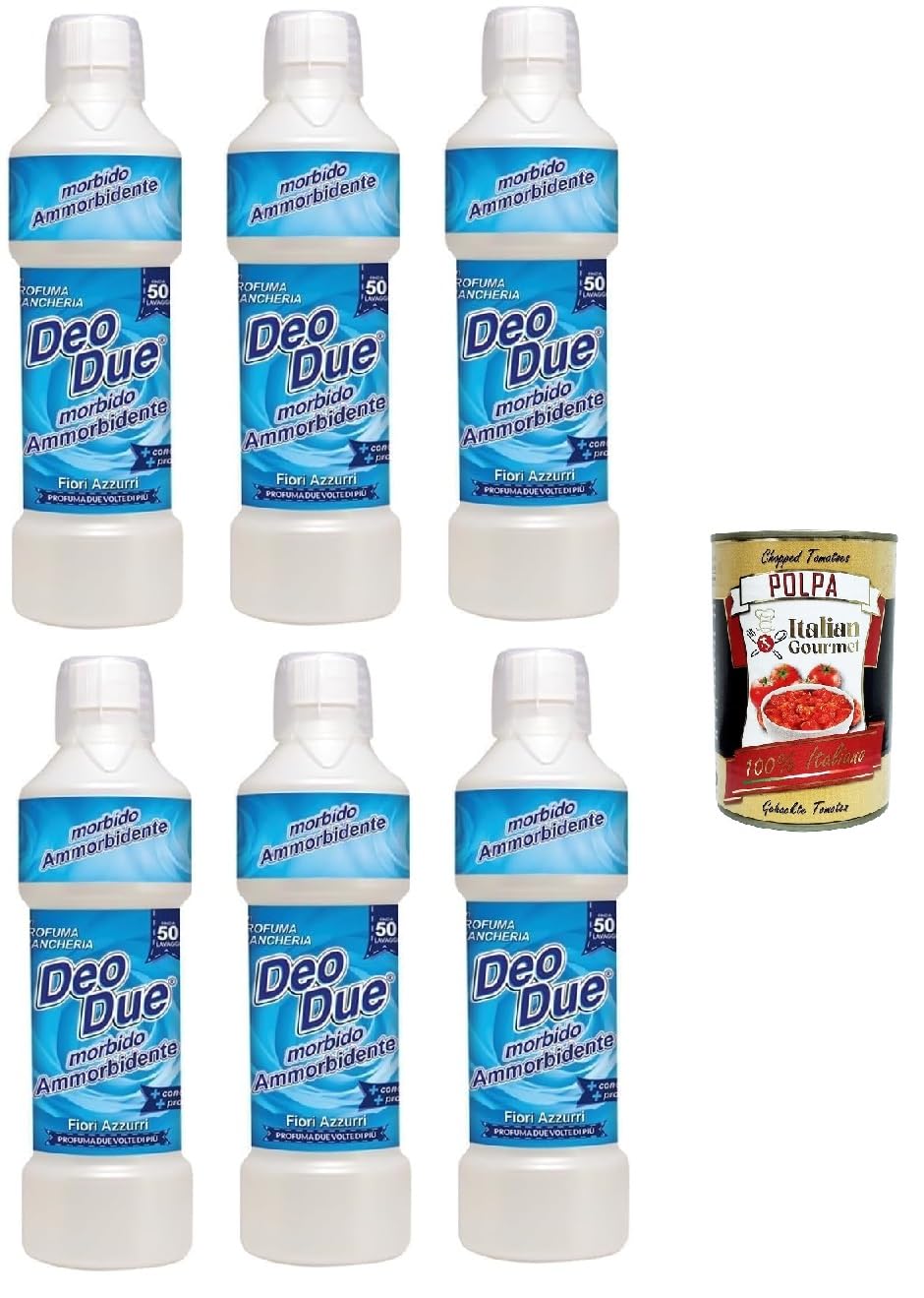Italian Gourmet Deo Italian Gourmet Morbido Ammorbidente Fiori Azzurri 6 x | Concentrato per bucato soffice, 50 lavaggi a flacone, langanhaltende Frische, Gesamtnettogewicht 6 L + Kostenlos Polpa 400g