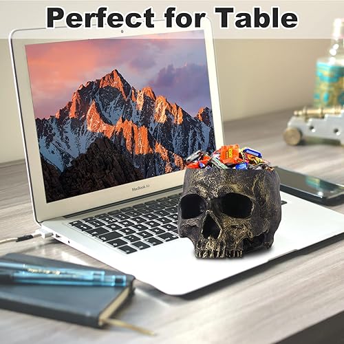 Miniatura 6 de Plato de caramelo de calavera de Halloween, cabeza de calavera profunda, soporte para cuenco de caramelo de Halloween, decoración de calaveras de