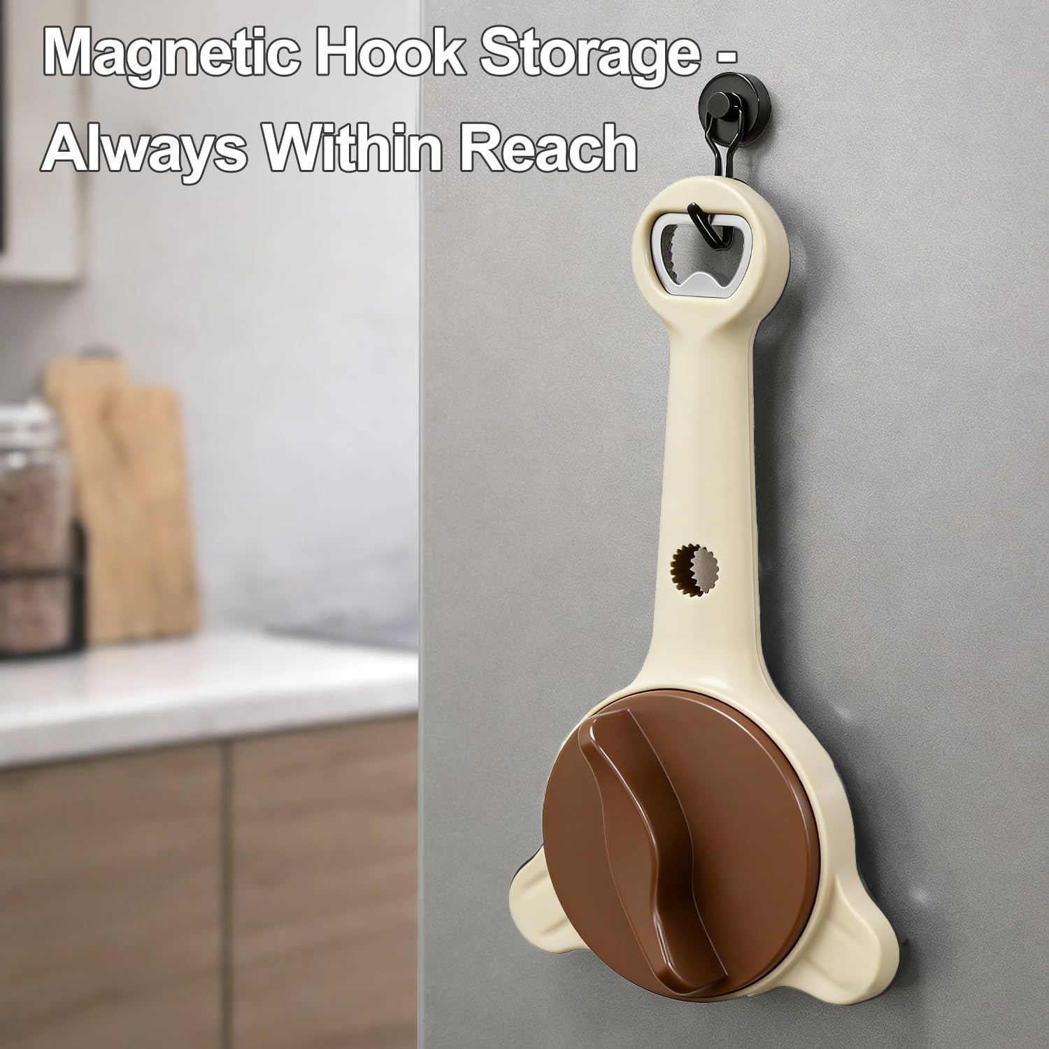 Jar Opener for Seniors,2026 4-in-1 Adjustable Lid Opener with Non-Slip Grip, Includes Magnetic Hook & Rubber Gripper, Suitable for Jars, Bottles and Beer Caps, Perfect for Arthritis and Weak Hands