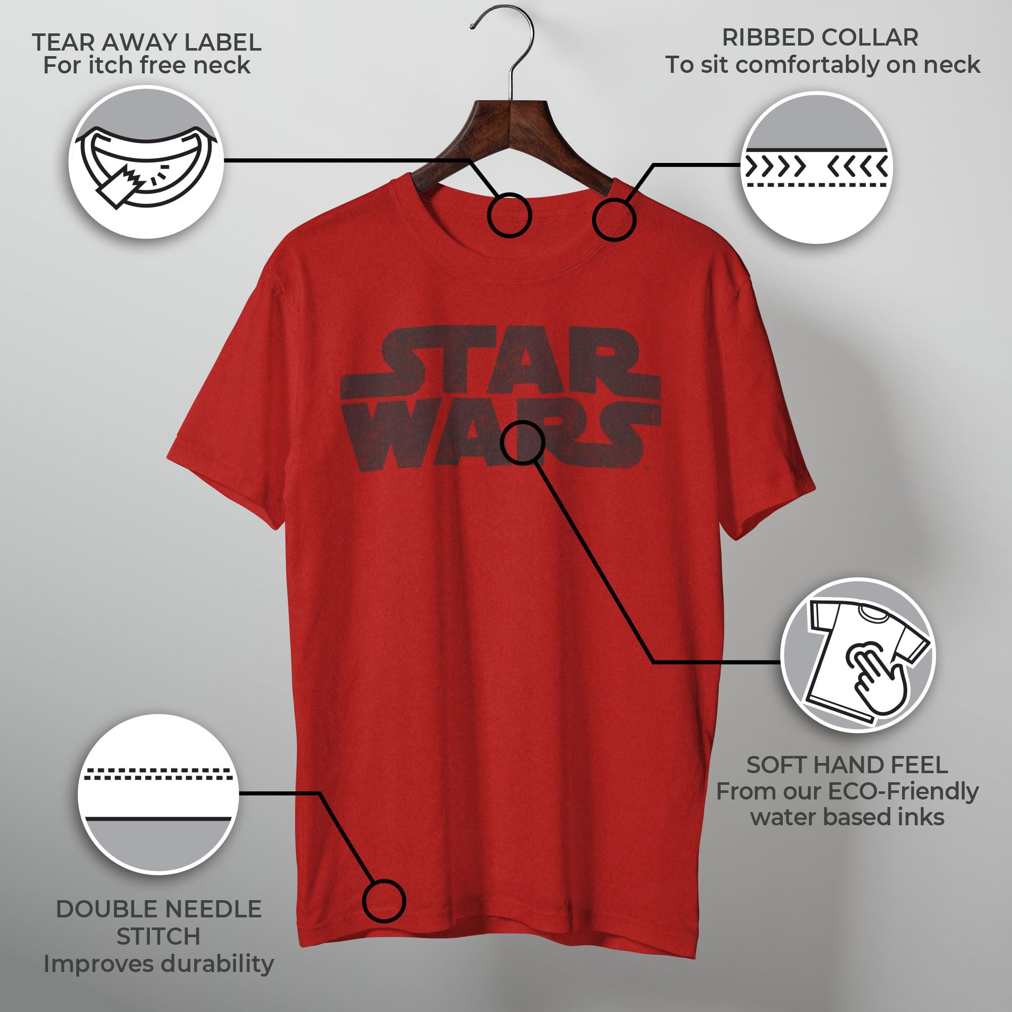 Star Wars Męska koszulka z grafiką z najprostszym logo, biały, XL