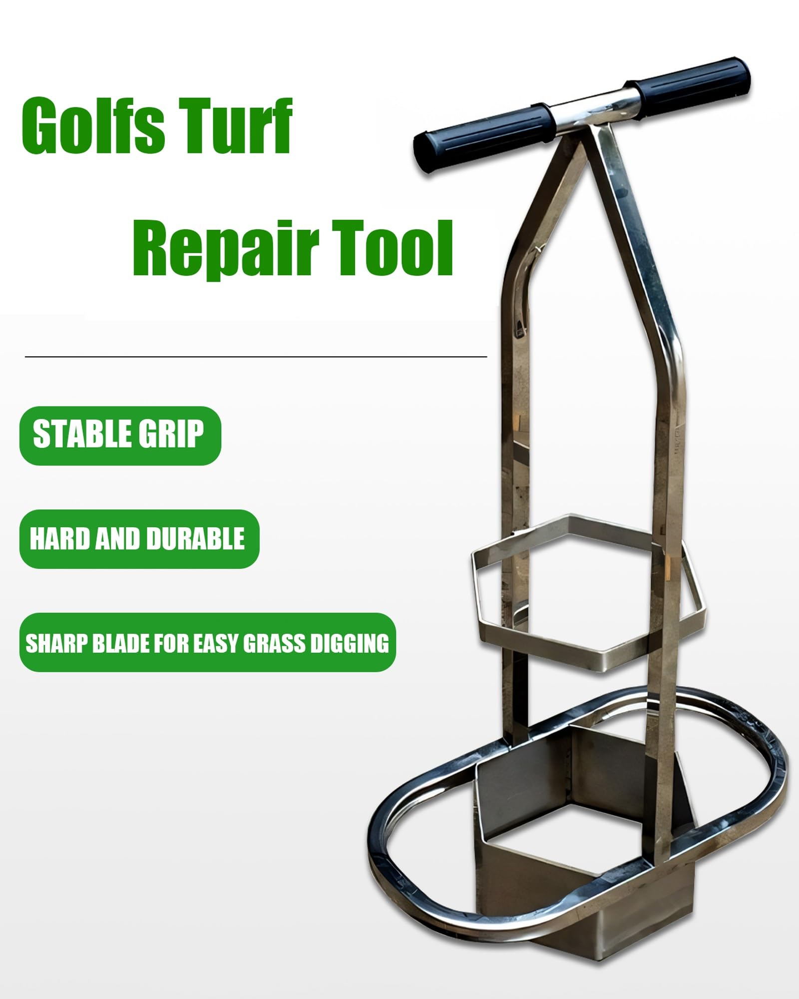 Strumento per la riparazione del tappeto erboso da golf, taglierino in acciaio inossidabile resistente con manici ergonomici, lama affilata per una facile manutenzione del prato e rimozione dell'erba