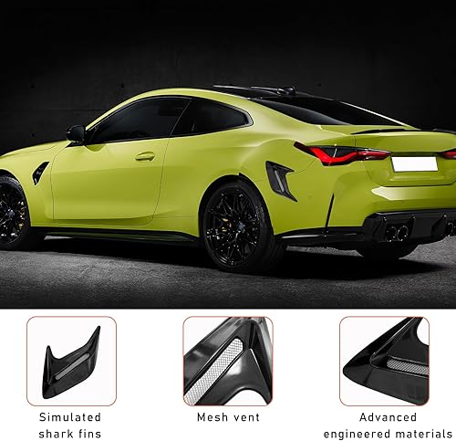 Miniatura 3 de Dickno 2 piezas de cubiertas de ventilación de flujo de aire para capó de automóvil, calcomanías decorativas para capó de ventilación de aire,