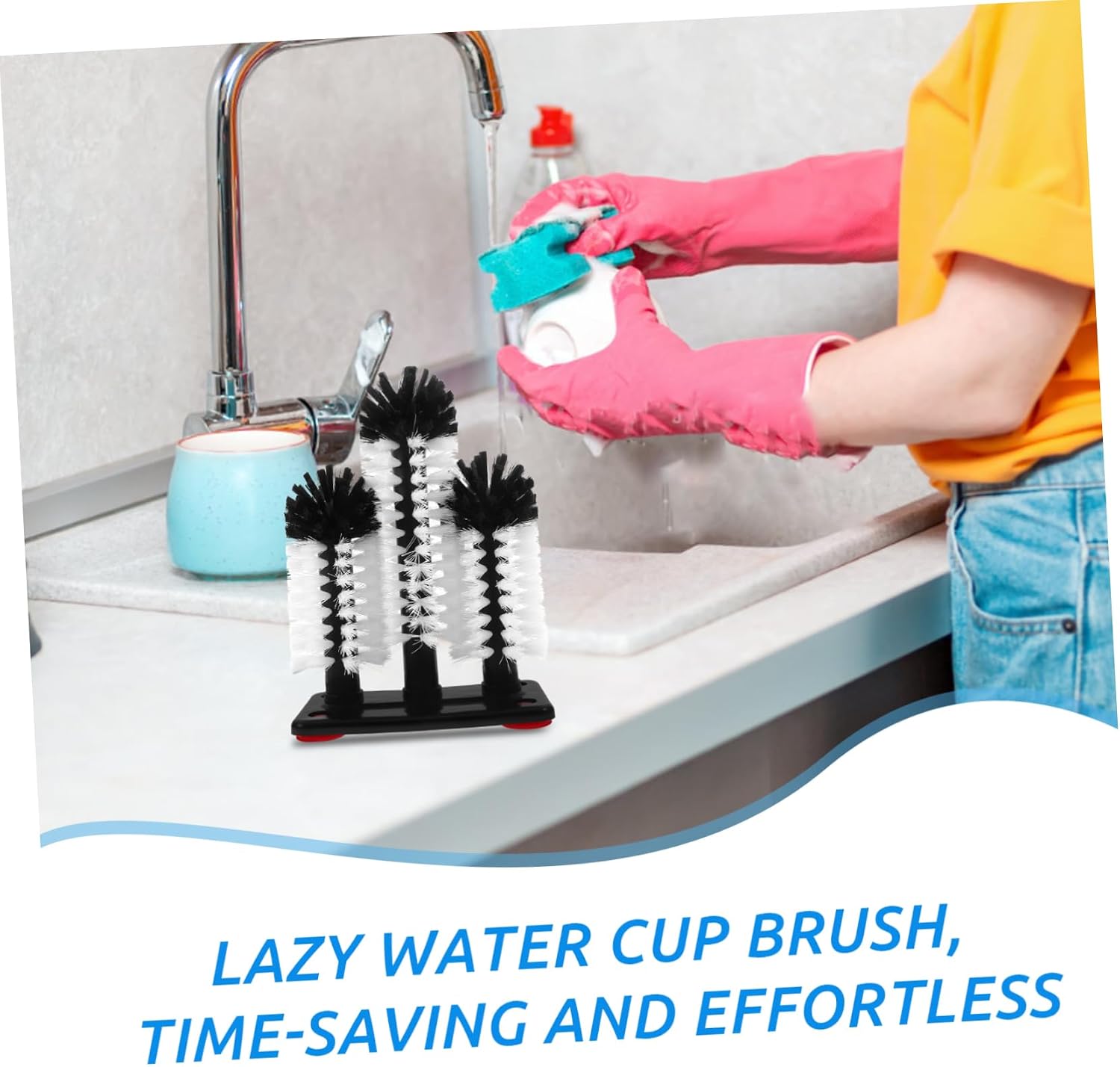Suction Cup Cleaning Brush Set with Three Detachable Soft Heads