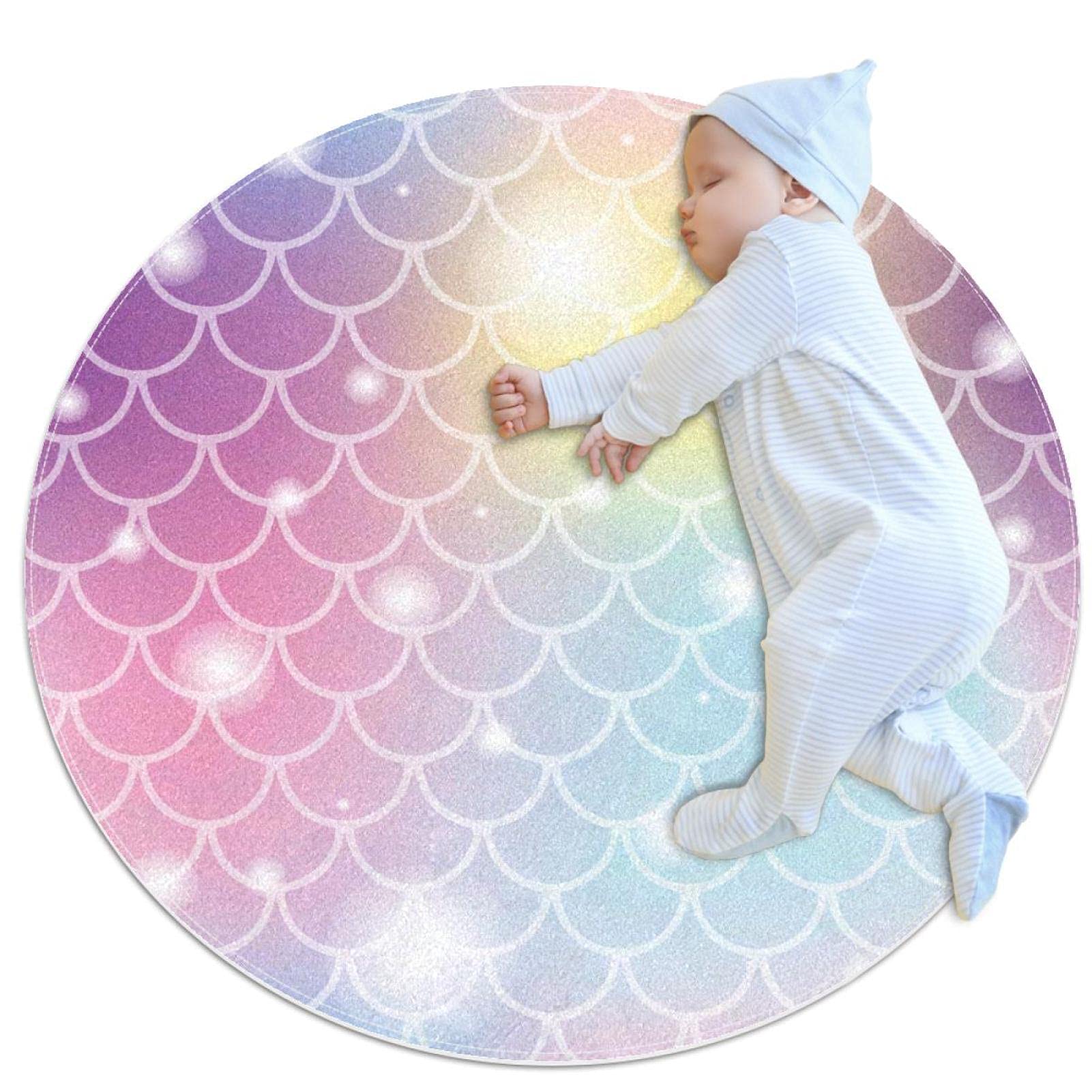 Tapis de bain rose antidérapant motif sirène | Sécurité chambre enfant
