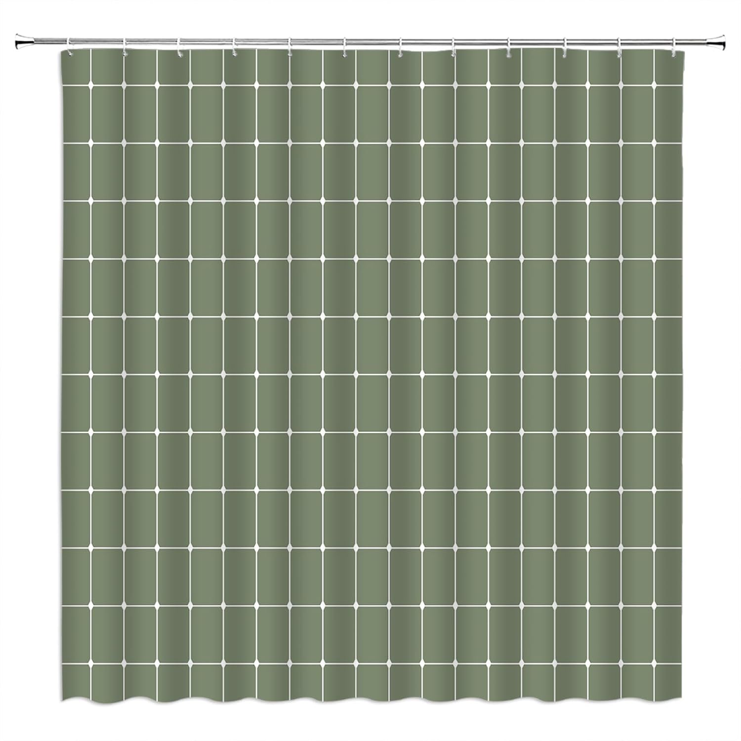 Burgundy Red White Grid Plaid Minimalist Extra Long Shower Curtain Geometric Line Simple Checkered Modern Fabic with Hooks for Bathroom Decor,70x78 Inch