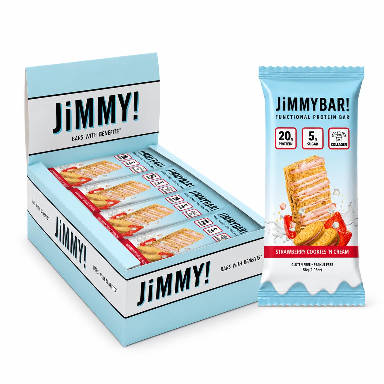 JiMMYBAR! - Eye Of The Tiger Caramel Chocolate Peanut Protein Bars - 25g Protein Bar - 6g Low Sugar - 12 Count - 60g Health Bars - Functional Snack with Real Peanuts & Hand-Drizzled Chocolate — Amazon image 8