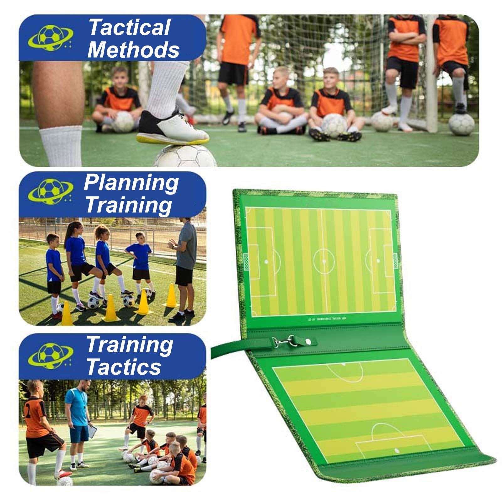 Coaches Lavagna Tattica Calcio Allenatore di Board, Cartella Tattica per Allenatore di Calcio con Lavagna Cancellabile a Secco, Pennarello e Borsa, Design Pieghevole