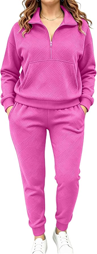 Womens Sweatsuit Half Zip 2 Piece Matching Lounge Sets