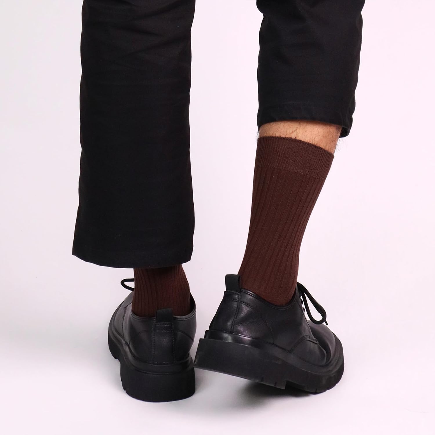 SERISIMPLE Men's Dress Socks - Bamboo Viscose Thin Ribbed Knit, Silky & Soft, Lightweight Business Crew Socks 5 Pairs - Image 6