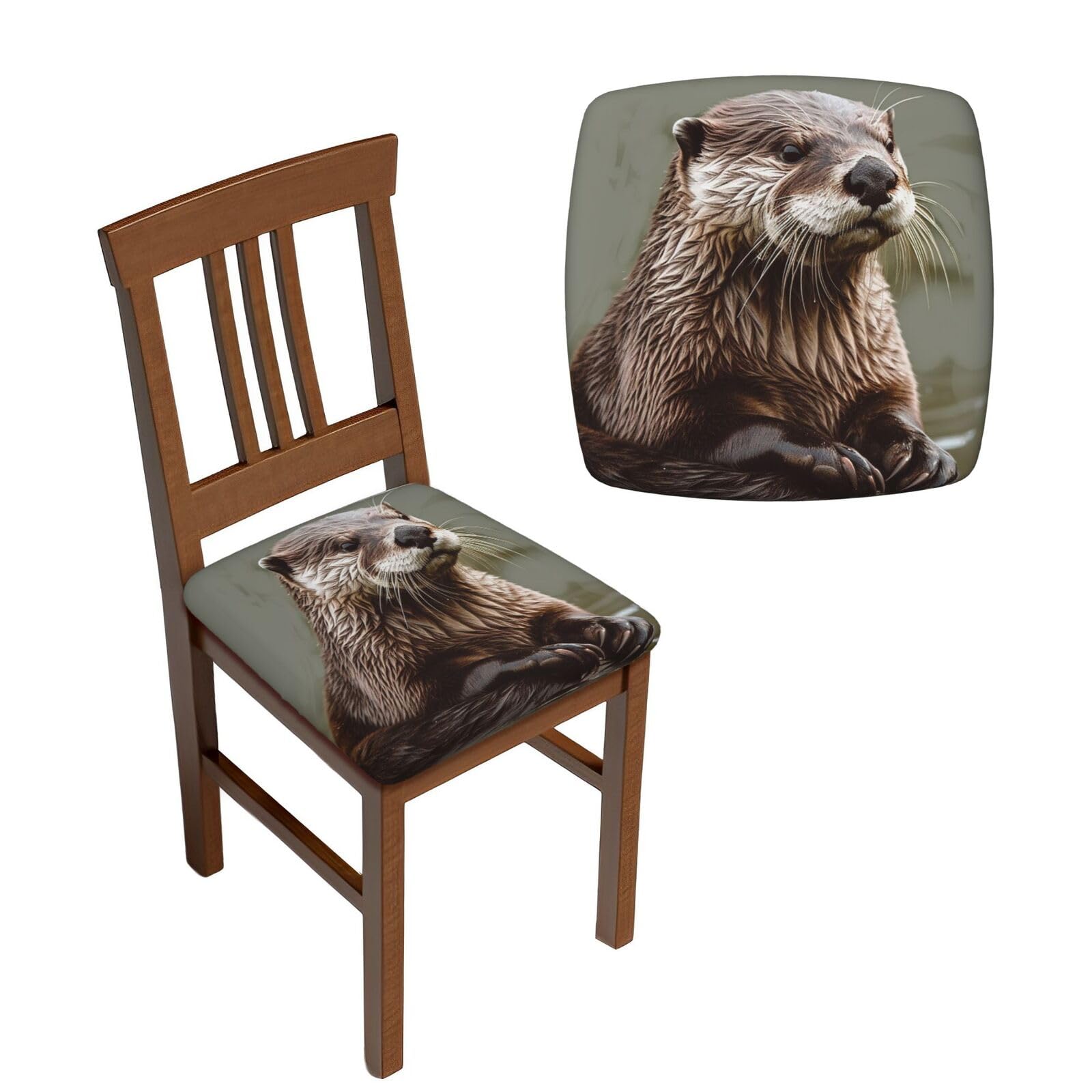 Housse de chaise de cuisine extensible motif loutre pour repas de famille chaleureux