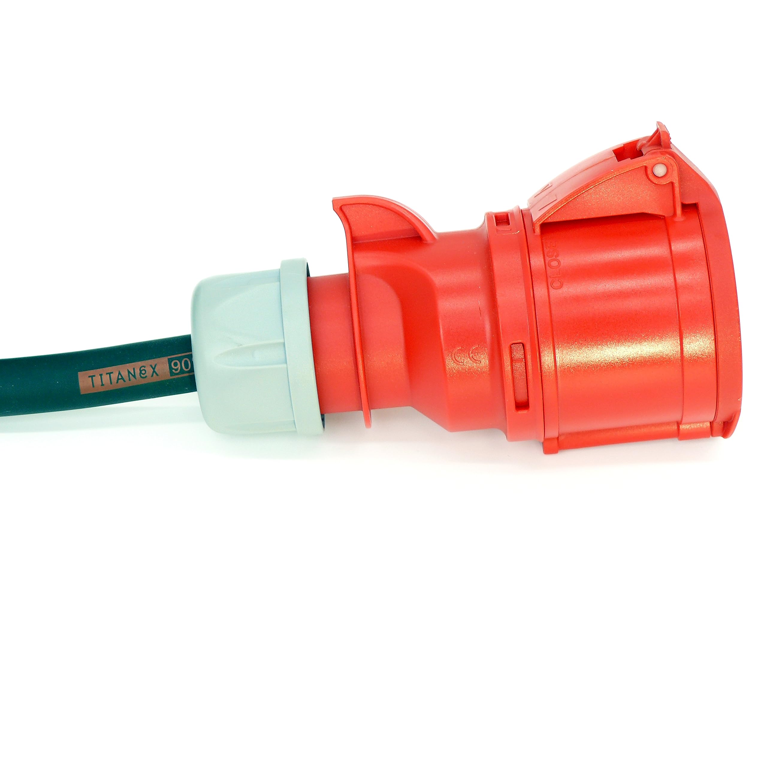 CEE Starkstromkabel (1,5m-50m) 32A Verlängerungskabel Titanex H07RN-F 5x6mm² mit PCE Shark Stecker und Kupplung, Business-Line von Event-Kabe (15 Meter)